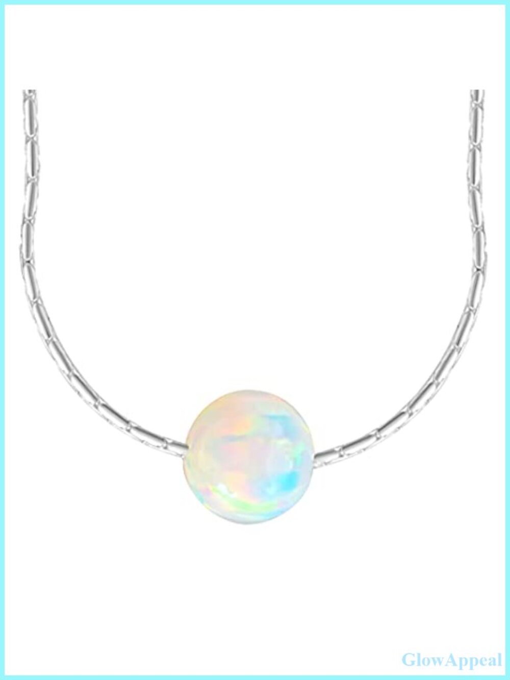 Opal Ball Pendant Necklace 925 Sterling Silver Cable Chain 16in